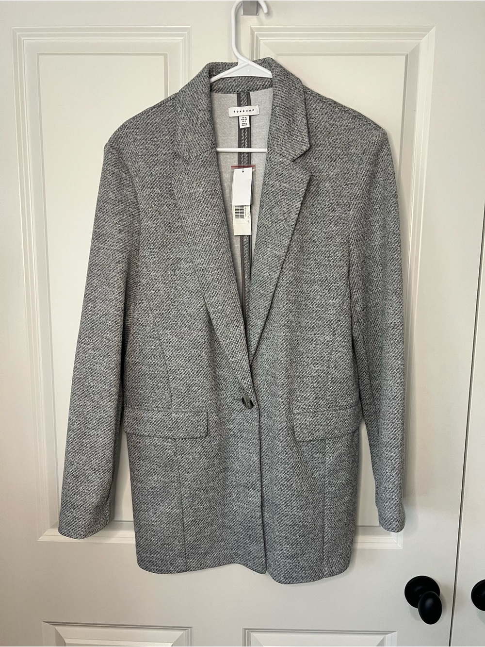 TopShop Gray Woven Single-Button Blazer Coat